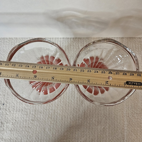 Vintage France Ice Cream Sundae Ruffled Edge Dish Cup Glass Coral Red Bottom - Picture 5 of 5